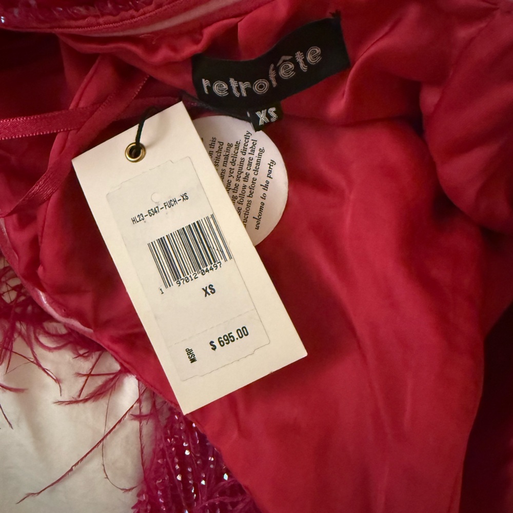 NWT Retrofete Torin Feathered Mini Dress - Picture 5 of 5